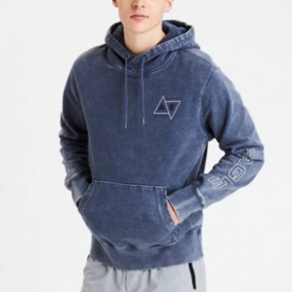 American Eagle Acid Washed Graphic Hoodie Size Medium